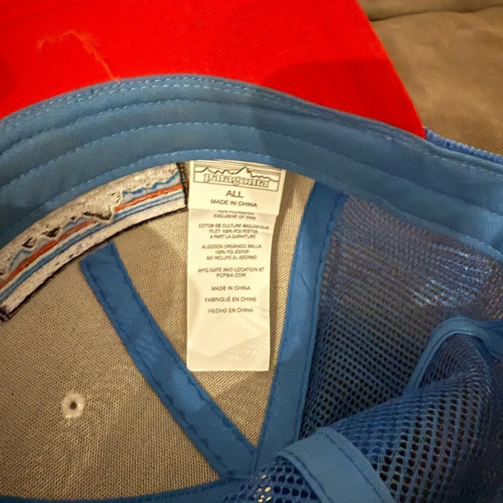 Patagonia Cap with Red Brim and Blue Mesh - Picture 3 of 3